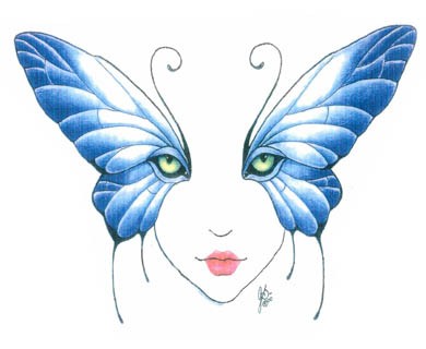点击大图看下一张：面具蝴蝶纹身图片