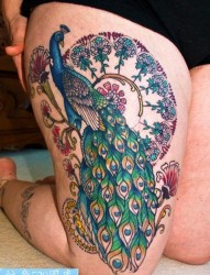 大腿上菊花纹身图案图案