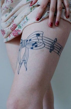 点击大图看下一张：蝴蝶结纹身图案是乖巧女生的最爱图案