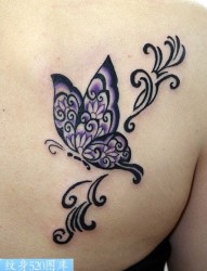 女孩身上的蝴蝶图腾纹身图案