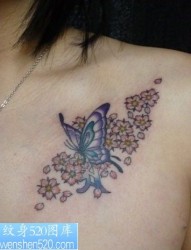 蝴蝶和花纹身图案图案