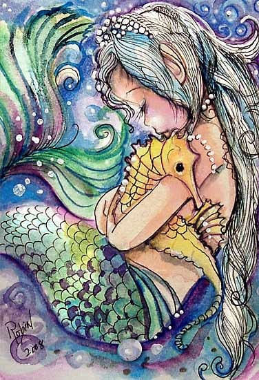 点击大图看下一张：唯美凄凉的爱情故事：欧美童话故事人物美人鱼纹身手稿图6