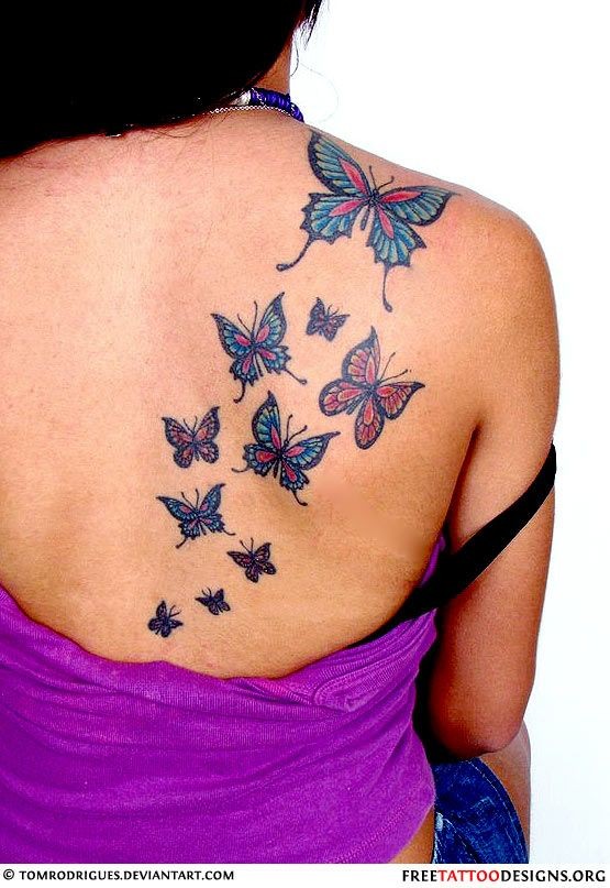 点击大图看下一张：女生肩部漂亮的蝴蝶纹身
