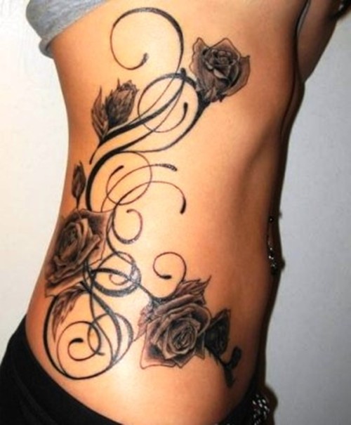 点击大图看下一张：漂亮的玫瑰花纹身图7