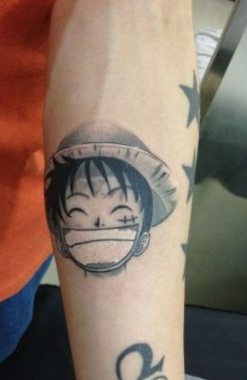 点击大图看下一张：男人手臂卡通人物刺青