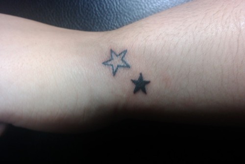 点击大图看下一张：手臂星星简约刺青