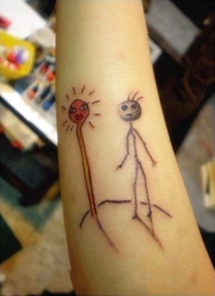 点击大图看下一张:男人手臂漫卡通人物搞怪创意刺青