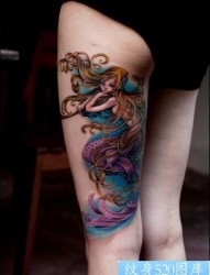 经典超酷超赞的美女腿部美人鱼纹身图案