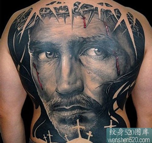 点击大图看下一张：霸气全身男性肖像纹身图案