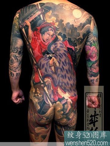 点击大图看下一张：日本风格全胛武士纹身作品