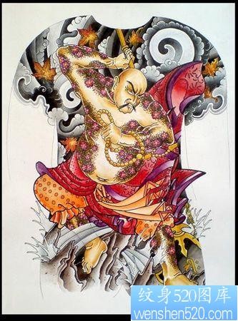 点击大图看下一张:满背花和尚鲁智深纹身图案