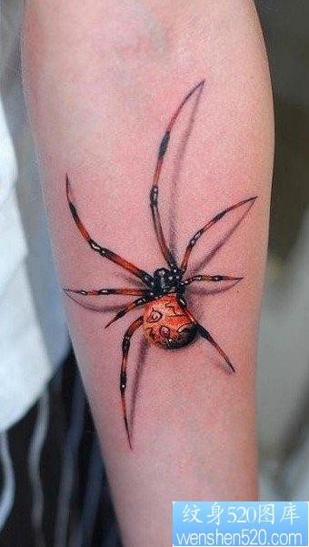 点击大图看下一张：男性手臂流行帅气的蜘蛛纹身图片
