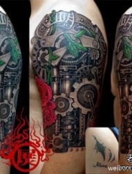手臂流行超酷的唐狮子纹身图片