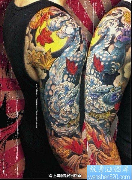 点击大图看下一张：手臂流行超酷的唐狮子纹身图片