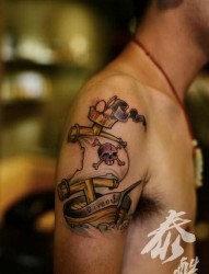 男生手臂流行很酷的般若纹身图片