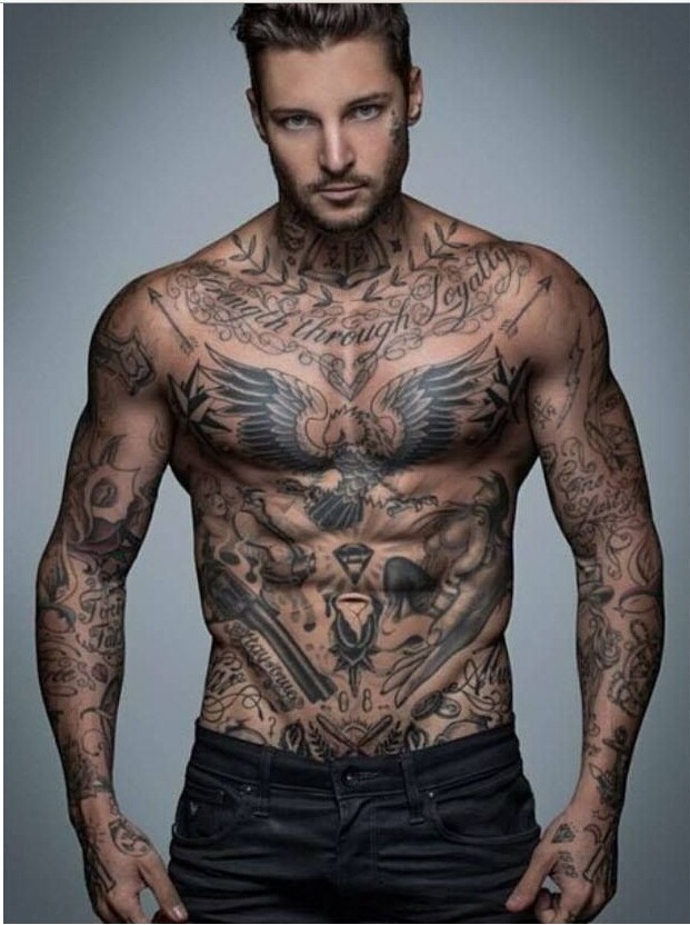 点击大图看下一张：欧美时尚男性个性纹身图2