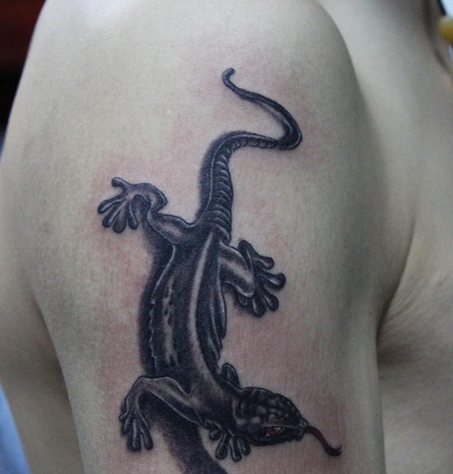 点击大图看下一张：经典蜥蜴纹身