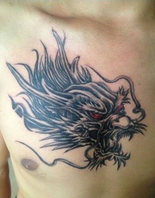 点击大图看下一张:经典霸气龙头纹身图2