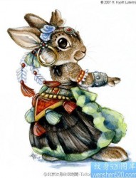 一款兔子纹身图案