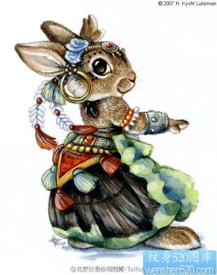 点击大图看下一张：一款兔子纹身图案