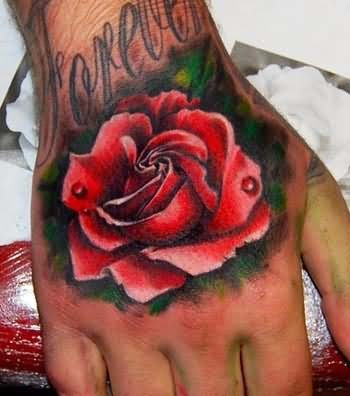 点击大图看下一张：手臂漂亮绚丽的玫瑰纹身