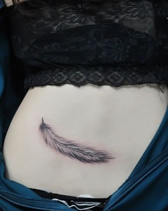 点击大图看下一张：腹部漂亮清新的羽毛刺青图3
