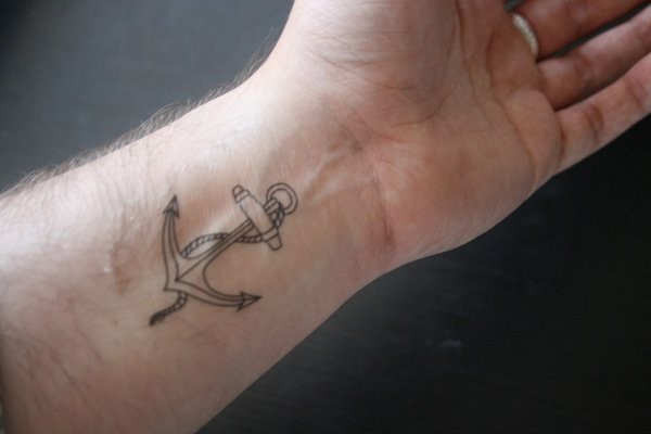 点击大图看下一张：女生喜爱的手腕船锚纹身