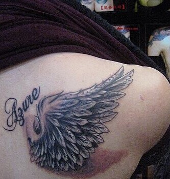 点击大图看下一张：肩部超级有个性的翅膀纹身图5