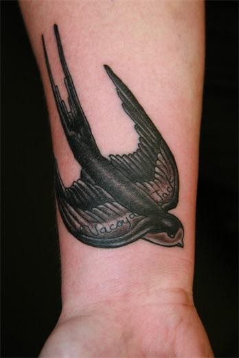 点击大图看下一张：手腕时尚漂亮的燕子纹身图2