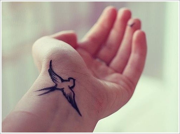 点击大图看下一张：手腕时尚漂亮的燕子纹身图4