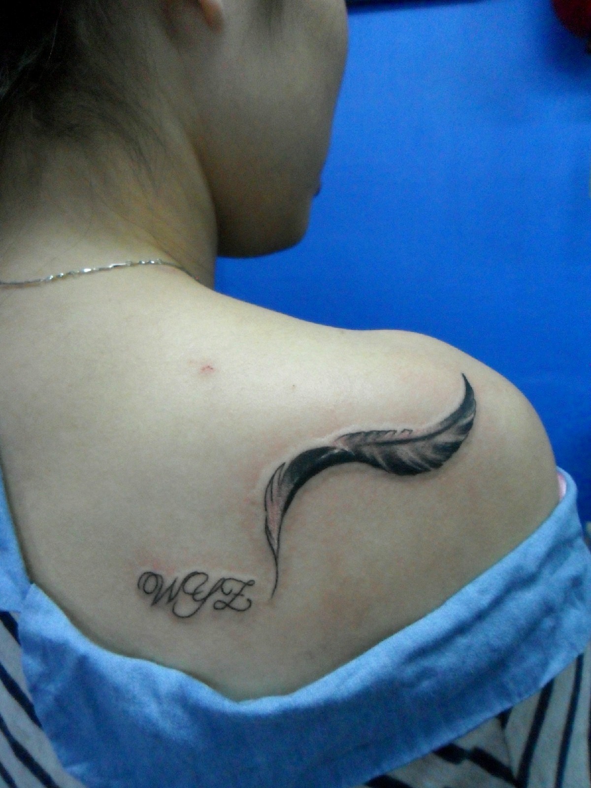 点击大图看下一张:漂亮时尚的肩部羽毛刺青图5