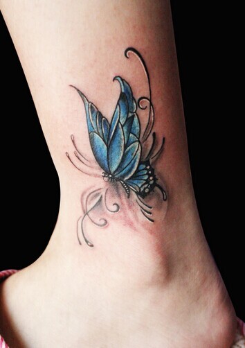 点击大图看下一张：漂亮唯美的脚踝蝴蝶刺青图6