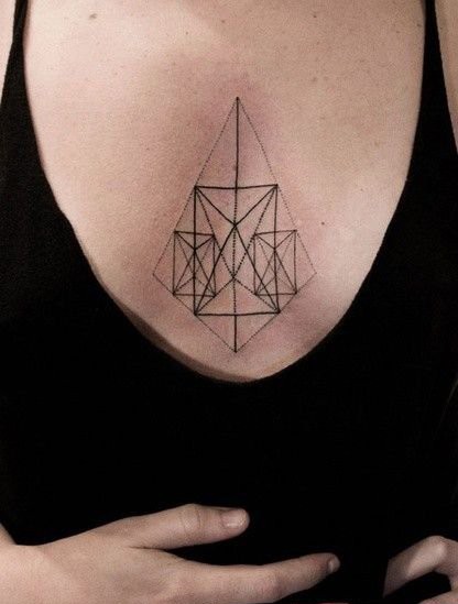 点击大图看下一张：女性胸部三角形星空图案图2