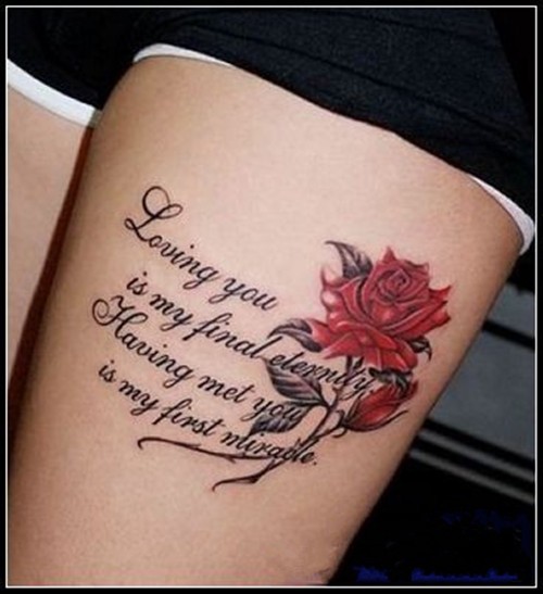 点击大图看下一张：女生大腿诱惑花朵纹身图6