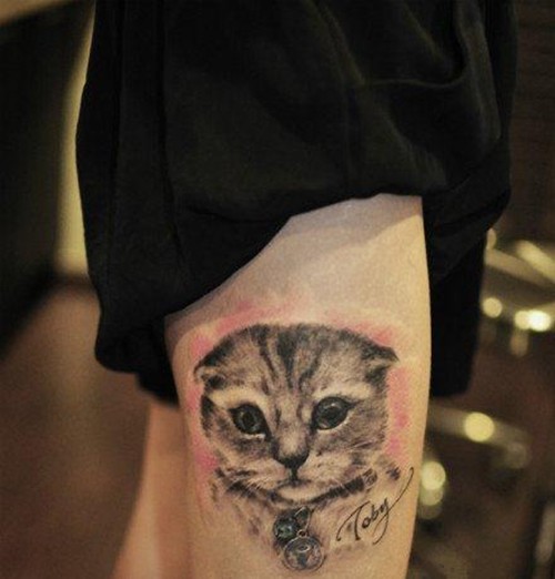 点击大图看下一张：可爱的小猫咪纹身图2