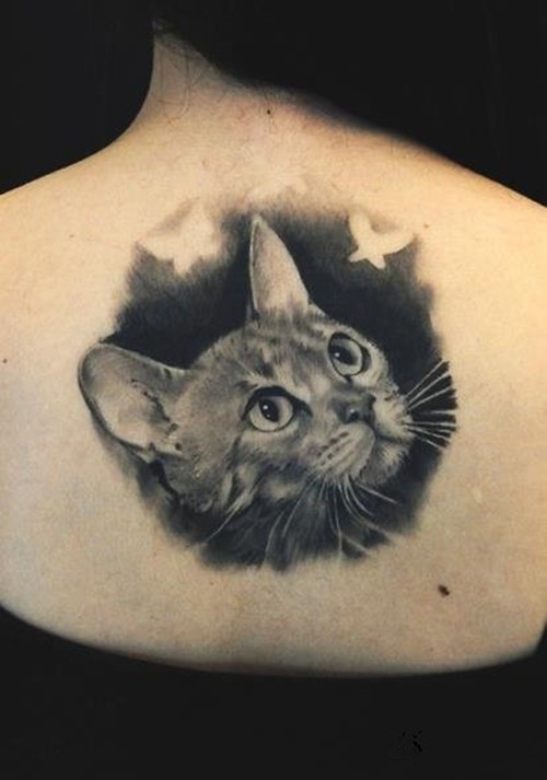 点击大图看下一张：可爱的小猫咪纹身