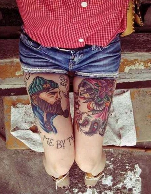 点击大图看下一张：个性人像女生大腿纹身图2
