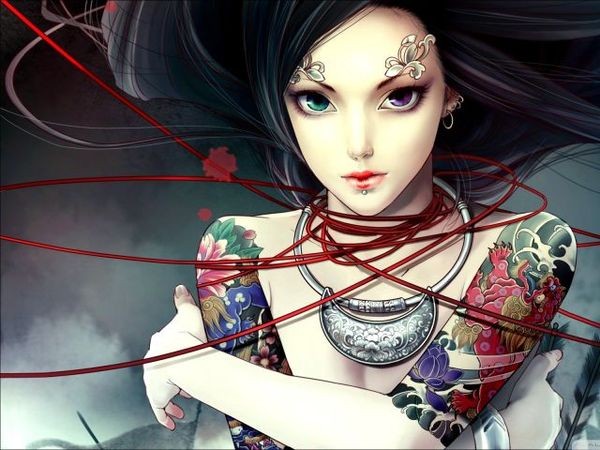 点击大图看下一张：那些美得惊艳你眼球的纹身美女插画图4