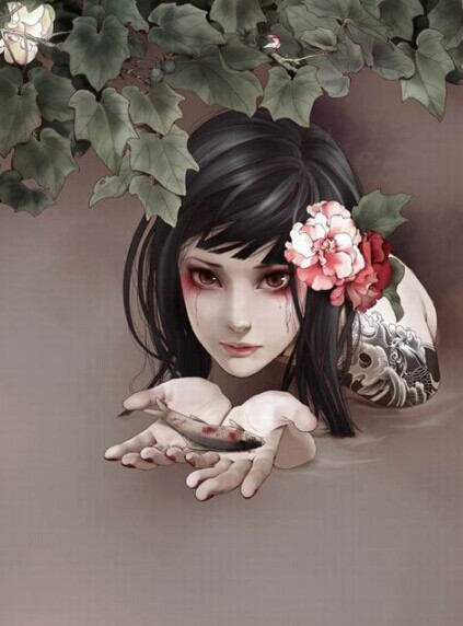 点击大图看下一张：那些美得惊艳你眼球的纹身美女插画图6