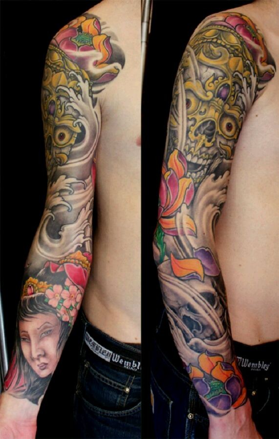 点击大图看下一张：希腊纹身师KOSTAG的花臂部分作品