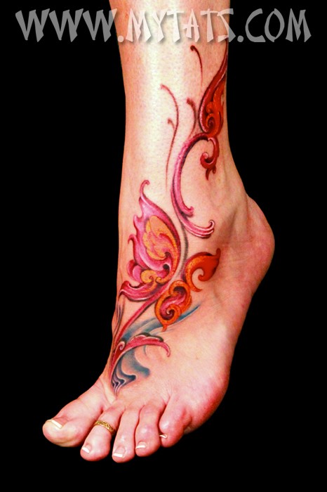 点击大图看下一张：纹身艺术家露西的脚裸纹身作品图2