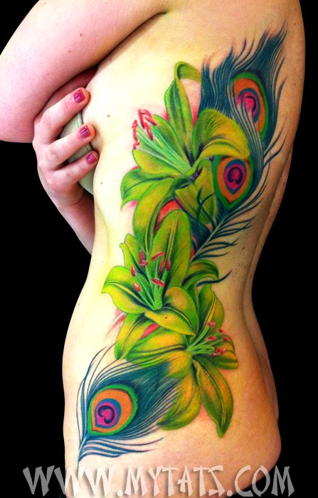 点击大图看下一张：纹身艺术家露西的腹部纹身作品图5