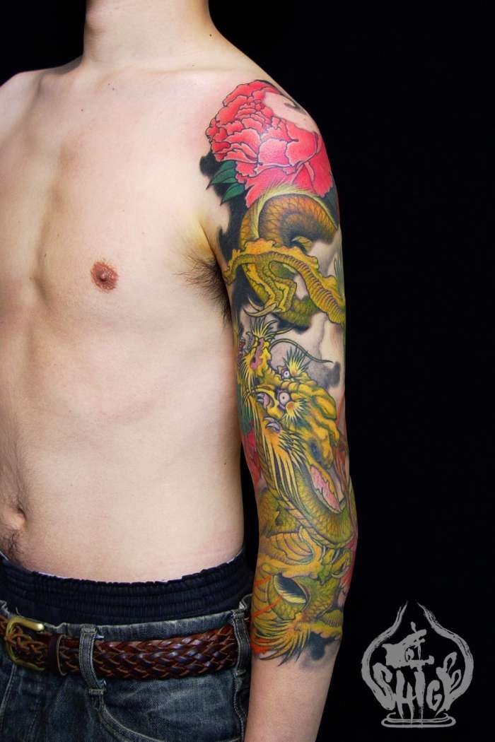 点击大图看下一张：个性鲜明的传统花臂纹身图4