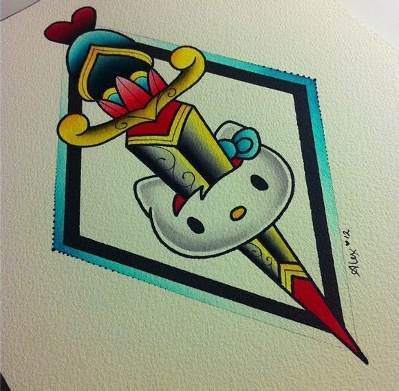 点击大图看下一张：艾丽克斯 少女系列sochool纹身手稿图5