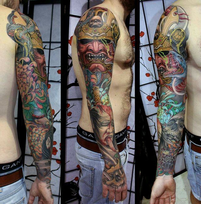 点击大图看下一张：希腊纹身师KOSTAG部分花臂纹身作品