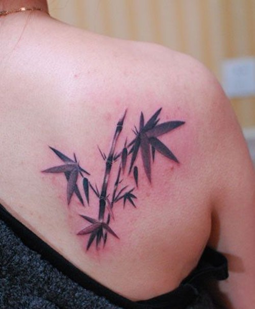 点击大图看下一张：经典竹子后背纹身图7