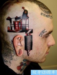 头部纹身图片：头部另类纹身机纹身图片纹身作品