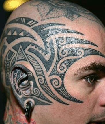 点击大图看下一张：头部纹身图片：头部图腾纹身图片纹身作品