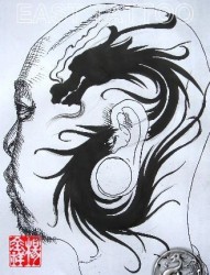 一幅头部女郎纹身图片由纹身520图库推荐