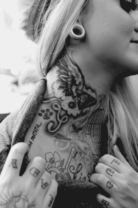 点击大图看下一张：一组漂亮女性的脖子纹身图案图5